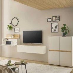 Wohnen Weiße Möbel|Wohnzimmerschränke*Moderne Wohnzimmereinrichtung Schrank Set - Nonessia (dreiteilig)