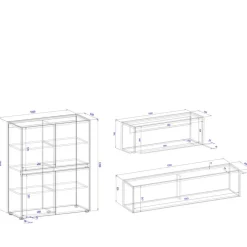 Wohnen Weiße Möbel|Wohnzimmerschränke*Moderne Wohnzimmereinrichtung Schrank Set - Nonessia (dreiteilig)