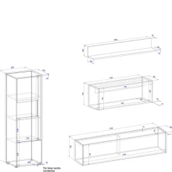 Wohnen Graue Möbel|Wohnwände*Moderne Wohnzimmermöbel Set - Ahilav (fünfteilig)