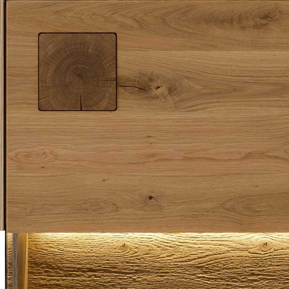 Wohnen Moderne Wohnzimmervitrine aus Wildeiche Massivholz - Millena