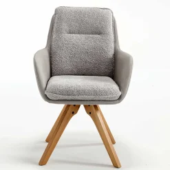 Wohnen Wohnzimmerstühle*Moderner Armlehnenstuhl in Grau - Lyra (2er Set)