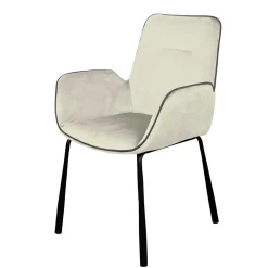 Wohnen Wohnzimmerstühle*Moderner Armlehnenstuhl in Creme Samtstoff - Trocios