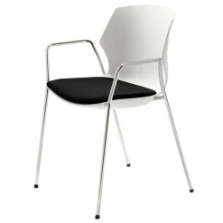 Wohnen Esszimmerstühle|Stühle*Moderner Armlehnstuhl in Weiß & Schwarz & Chrom - Plataya