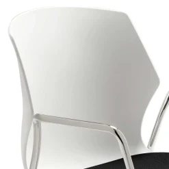 Wohnen Esszimmerstühle|Stühle*Moderner Armlehnstuhl in Weiß & Schwarz & Chrom - Plataya