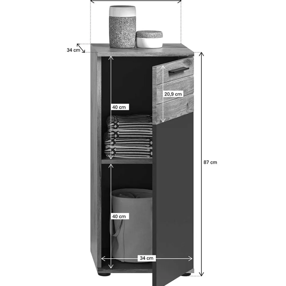 Wohnen Graue Möbel|Badschränke*Moderner Bad Unterschrank mit 87 cm Höhe - Depart