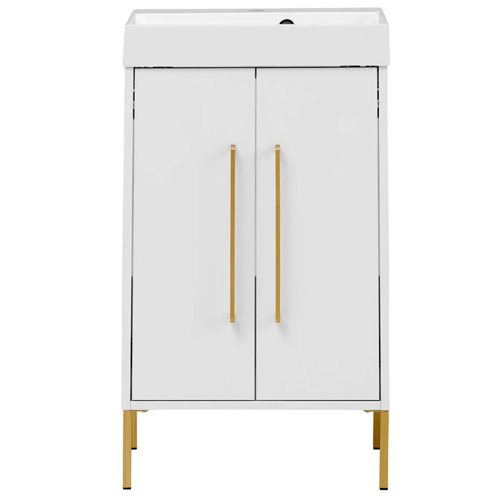 Wohnen Waschtisch|Waschbeckenunterschränke*Moderner Bad Waschplatz in Weiß & Gold - Nuszaleva