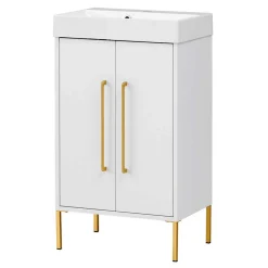 Wohnen Waschtisch|Waschbeckenunterschränke*Moderner Bad Waschplatz in Weiß & Gold - Nuszaleva