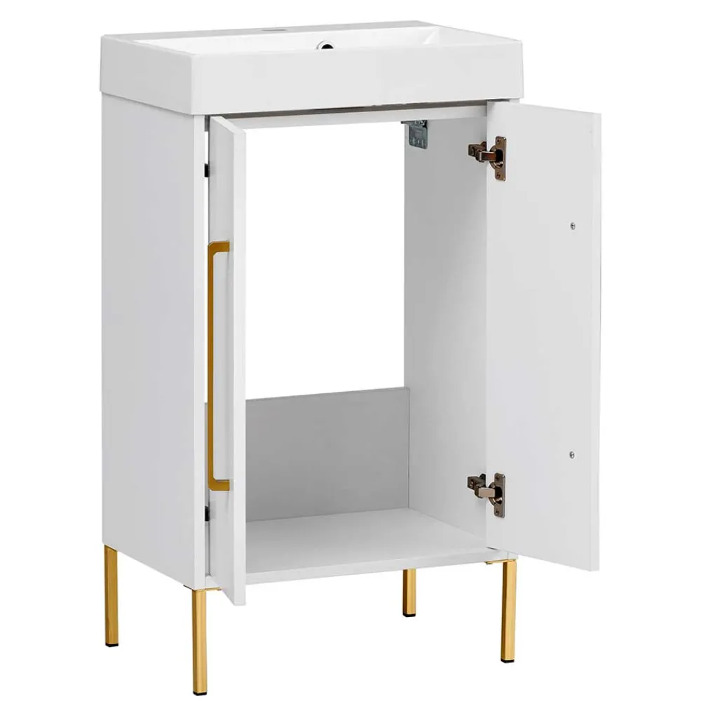 Wohnen Waschtisch|Waschbeckenunterschränke*Moderner Bad Waschplatz in Weiß & Gold - Nuszaleva