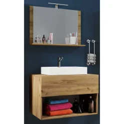 Wohnen Badezimmer Komplett*Moderner Bad Waschplatz im Holz Look - Toulon (zweiteilig)