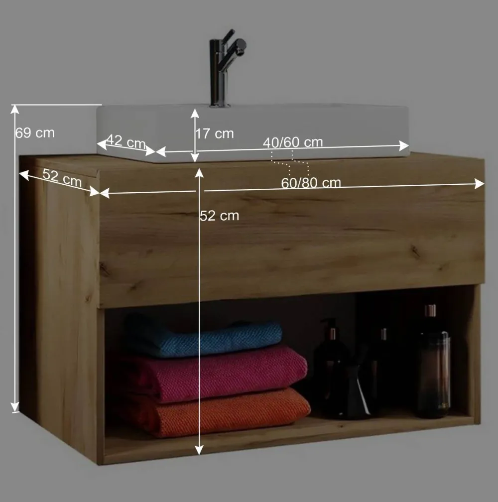 Wohnen Badezimmer Komplett*Moderner Bad Waschplatz im Holz Look - Toulon (zweiteilig)