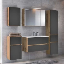 Wohnen Badezimmer Komplett*Moderner Badblock Möbelset - Athrin (fünfteilig)