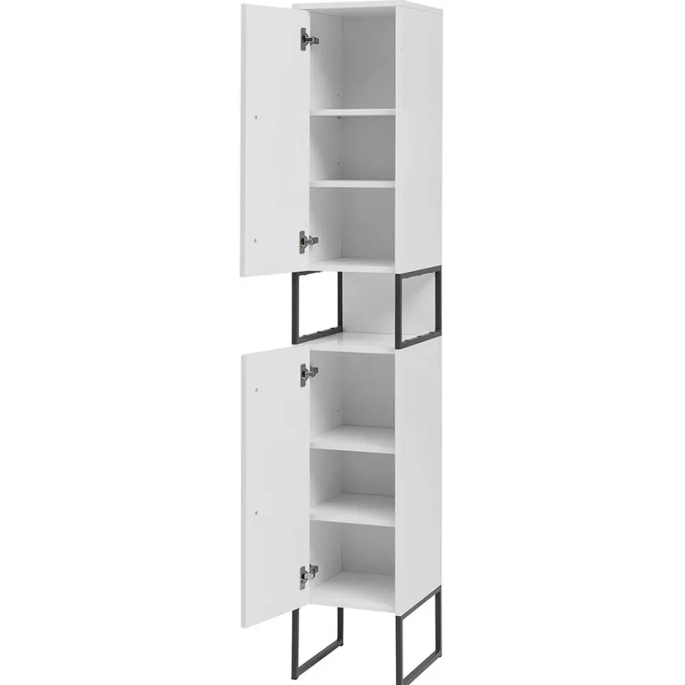Wohnen Badschränke*Moderner Badhochschrank in Weiß & Anthrazit - Ismilav