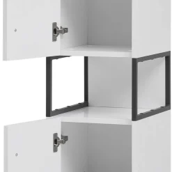 Wohnen Badschränke*Moderner Badhochschrank in Weiß & Anthrazit - Ismilav