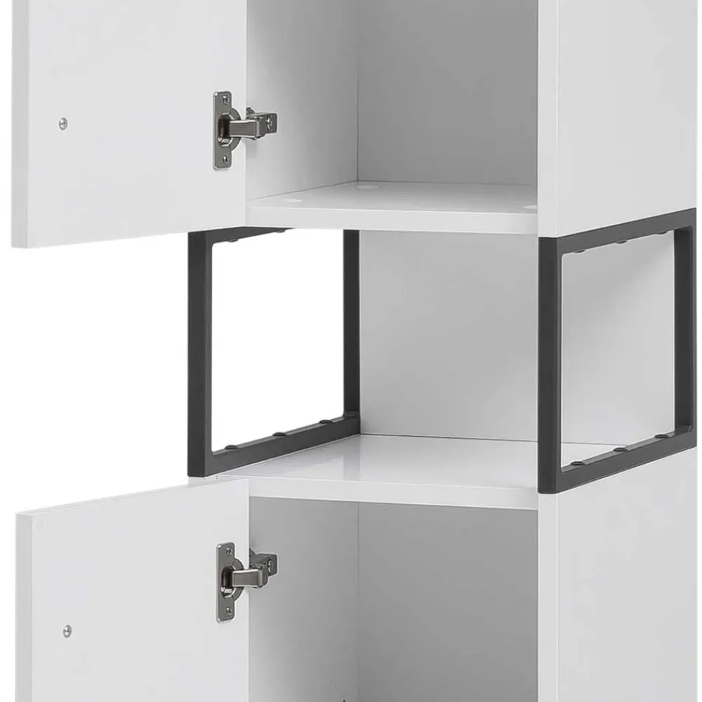 Wohnen Badschränke*Moderner Badhochschrank in Weiß & Anthrazit - Ismilav