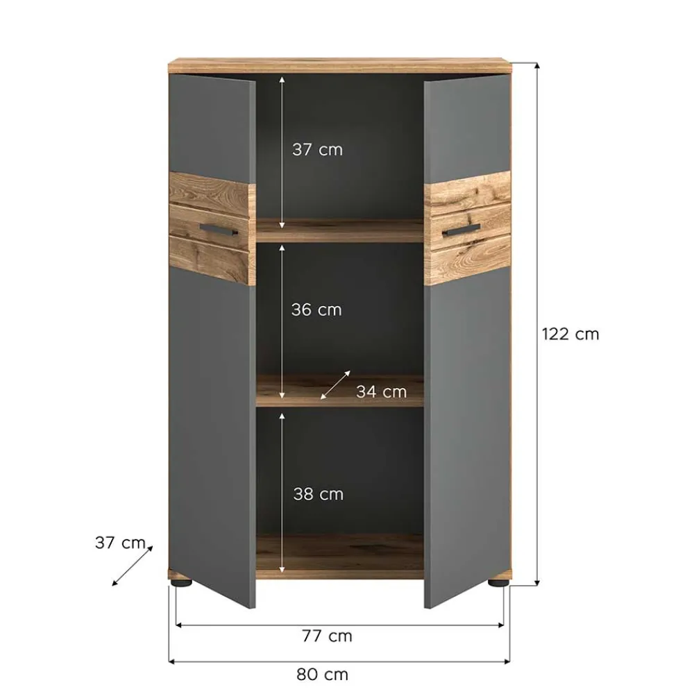 Wohnen Moderner Büroschrank in Wildeichefarben - Lucios