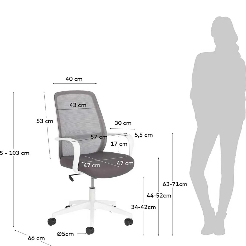 Wohnen Moderner Bürostuhl in Grau & Weiß - Vahama