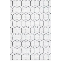 Wohnen Moderner Designteppich in Creme und Grau - Mesmaria