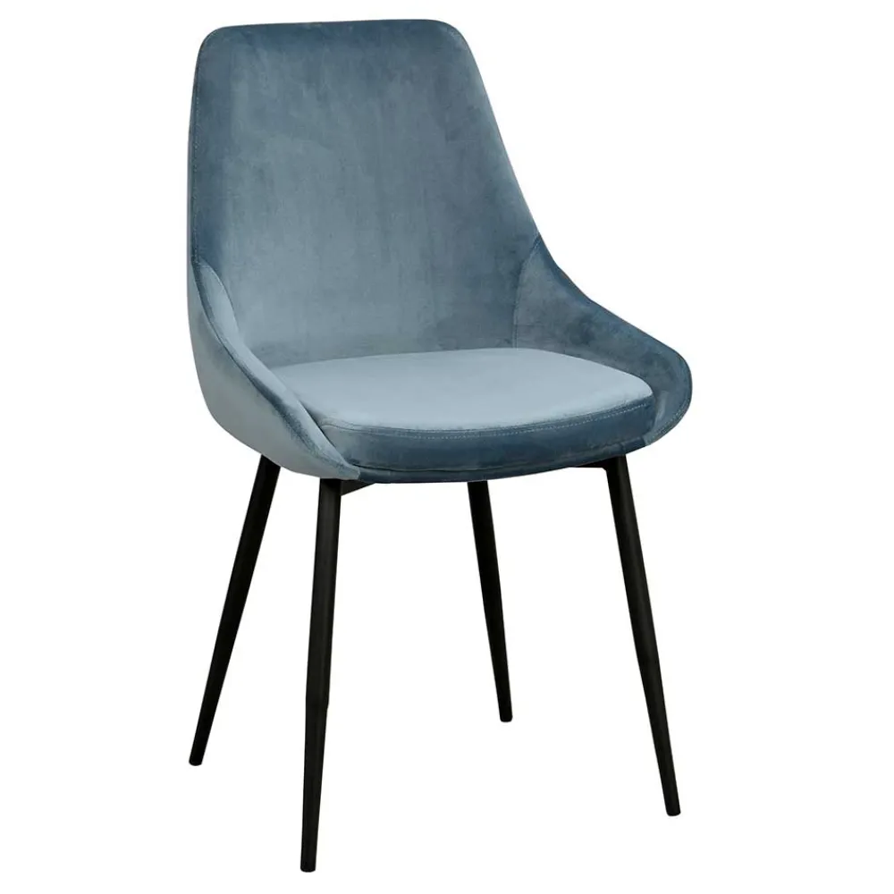 Wohnen Küchenstühle|Esszimmerstühle*Moderner Esstischstuhl in Blau Samt - Elisa (2er Set)
