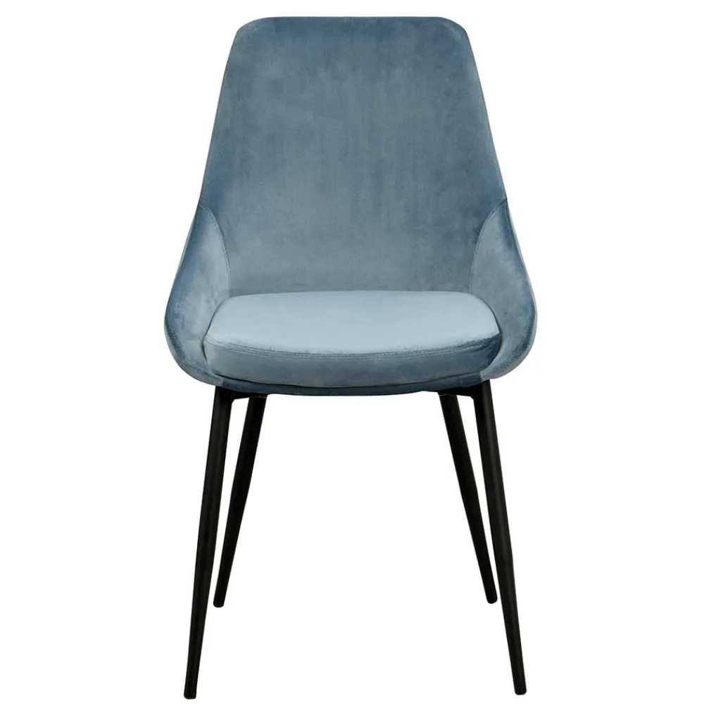 Wohnen Küchenstühle|Esszimmerstühle*Moderner Esstischstuhl in Blau Samt - Elisa (2er Set)