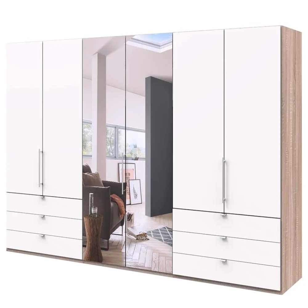 Wohnen Schränke|Kleiderschränke*Moderner Falttüren-Kleiderschrank mit Spiegel - Vaclyn