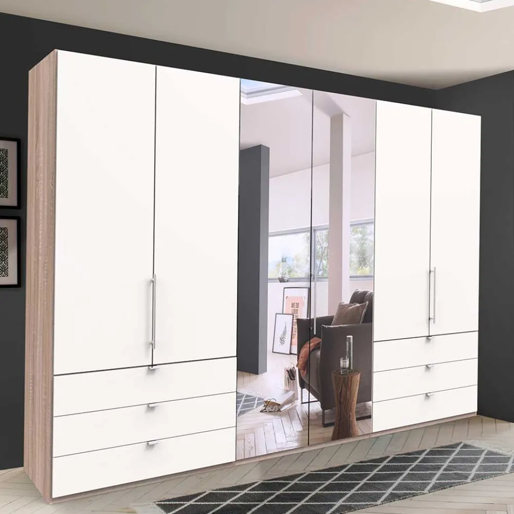 Wohnen Schränke|Kleiderschränke*Moderner Falttüren-Kleiderschrank mit Spiegel - Vaclyn