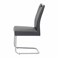 Wohnen Graue Möbel|Stühle*Moderner Freischwinger Rumona in Kunstleder und Edelstahl (2er Set)