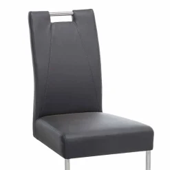 Wohnen Graue Möbel|Stühle*Moderner Freischwinger Rumona in Kunstleder und Edelstahl (2er Set)