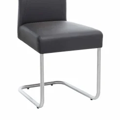 Wohnen Graue Möbel|Stühle*Moderner Freischwinger Rumona in Kunstleder und Edelstahl (2er Set)