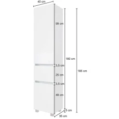 Wohnen Moderner Hochschrank fürs Bad 40x180x35 cm - Misbonas