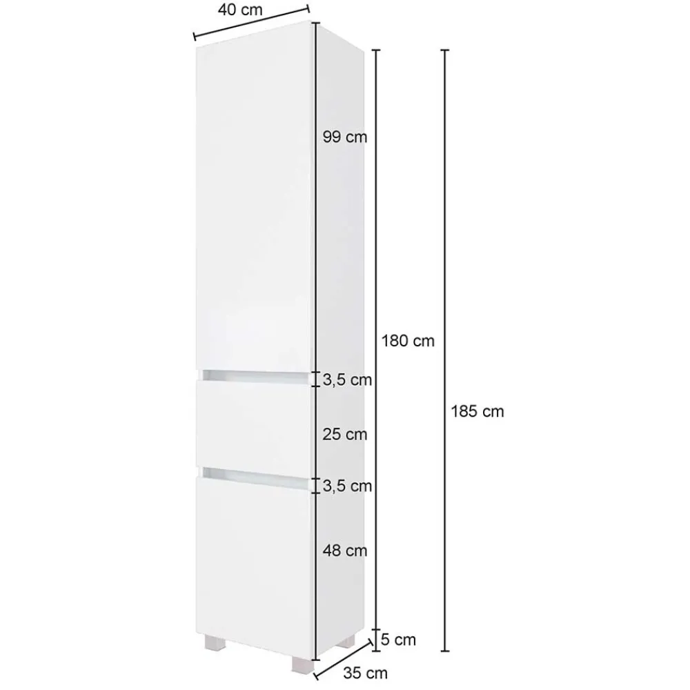 Wohnen Moderner Hochschrank fürs Bad 40x180x35 cm - Misbonas
