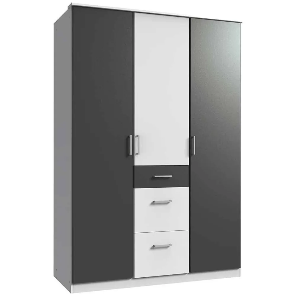 Wohnen Moderner Kleiderschrank in Weiß mit Dunkelgrau - Vanila