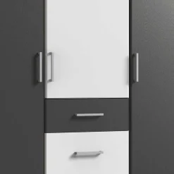 Wohnen Moderner Kleiderschrank in Weiß mit Dunkelgrau - Vanila