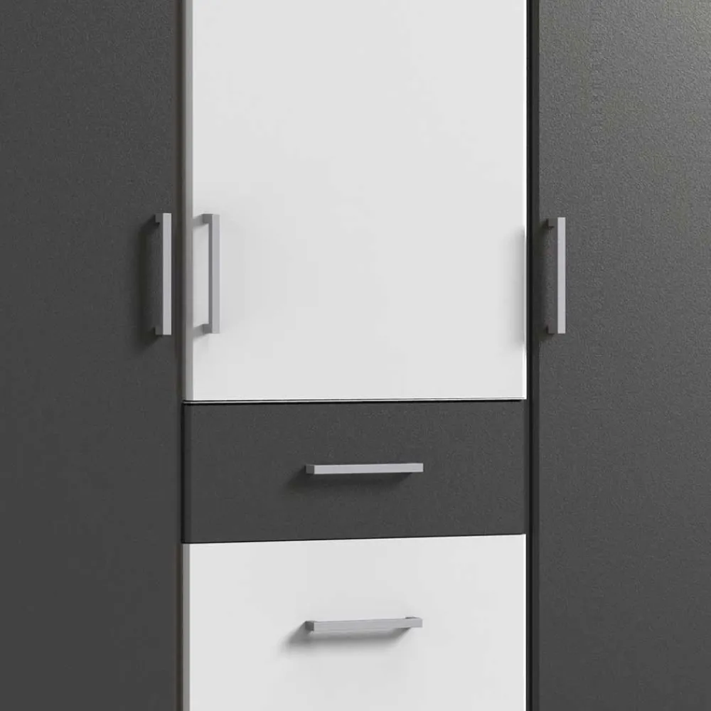 Wohnen Moderner Kleiderschrank in Weiß mit Dunkelgrau - Vanila