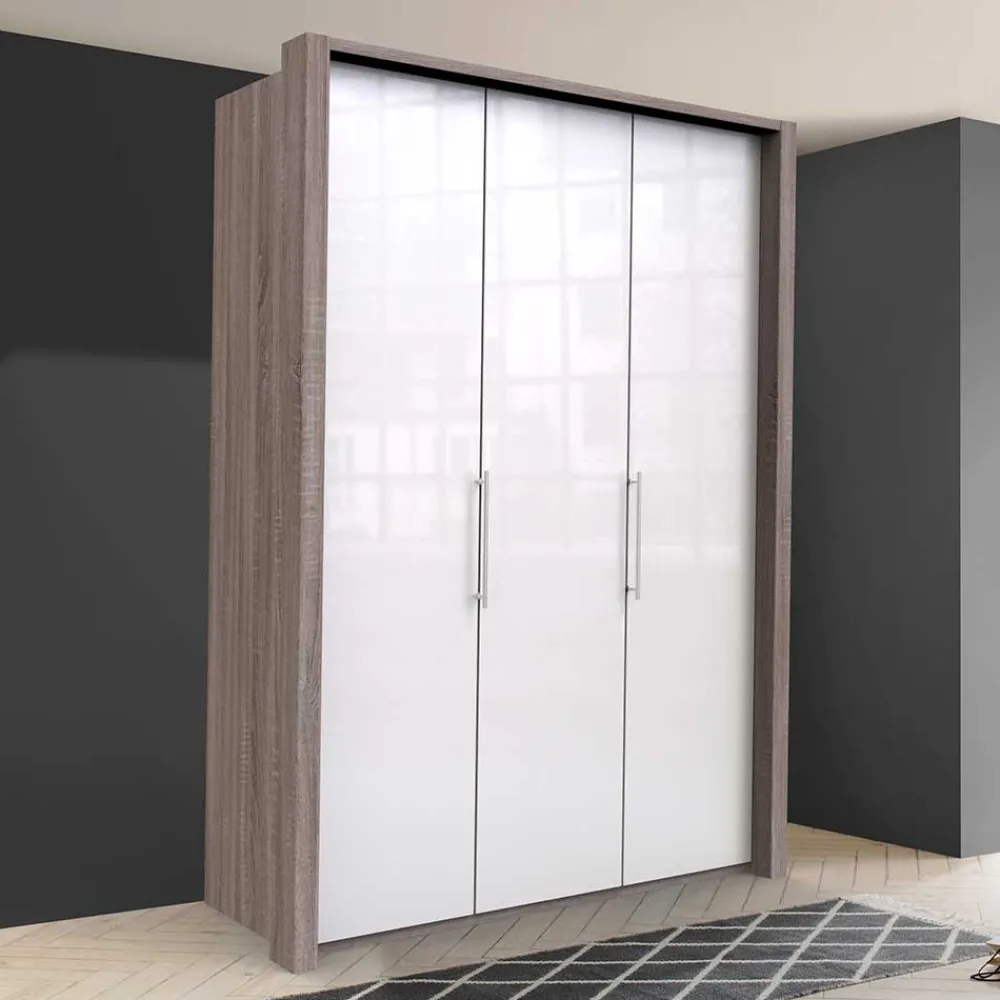 Wohnen Moderner Kleiderschrank in Weiß Glas - Empresian