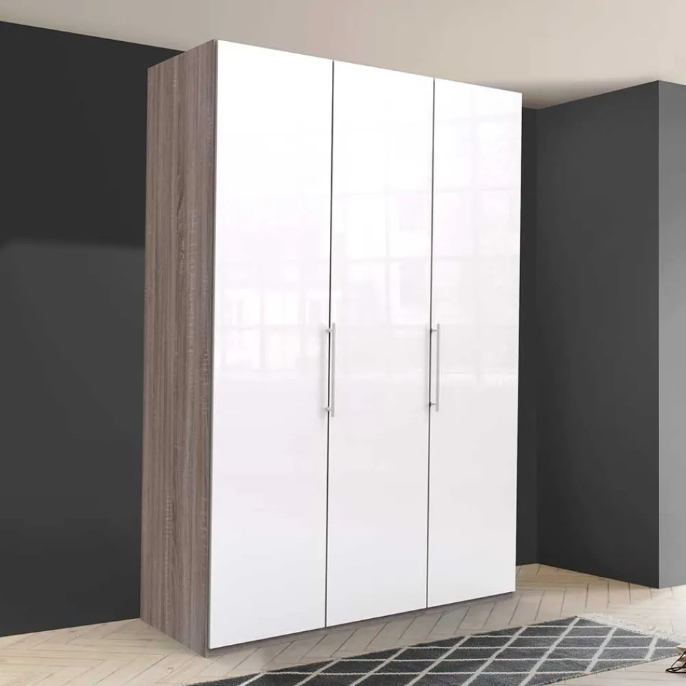 Wohnen Moderner Kleiderschrank in Weiß Glas - Empresian