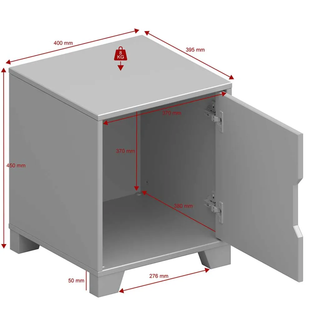 Wohnen Moderner Nachtschrank in Grau - Niento