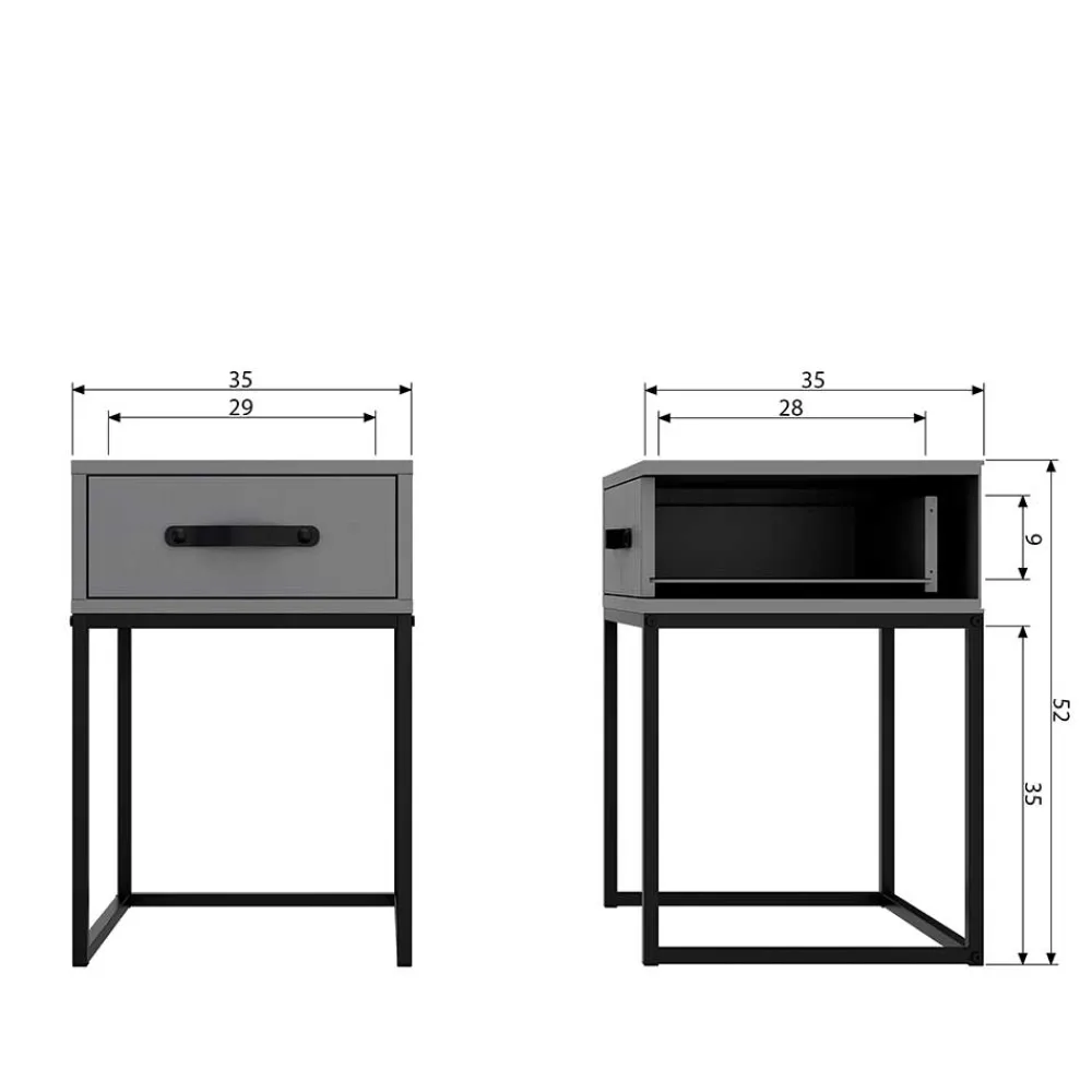 Wohnen Moderner Nachttisch in Grau & Schwarz - Firgetta