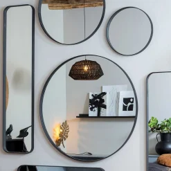 Wohnen Moderner Oval Spiegel in Schwarz - Locila