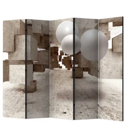Wohnen Moderner Paravent mit Druck in Hellbraun Grau - Genza