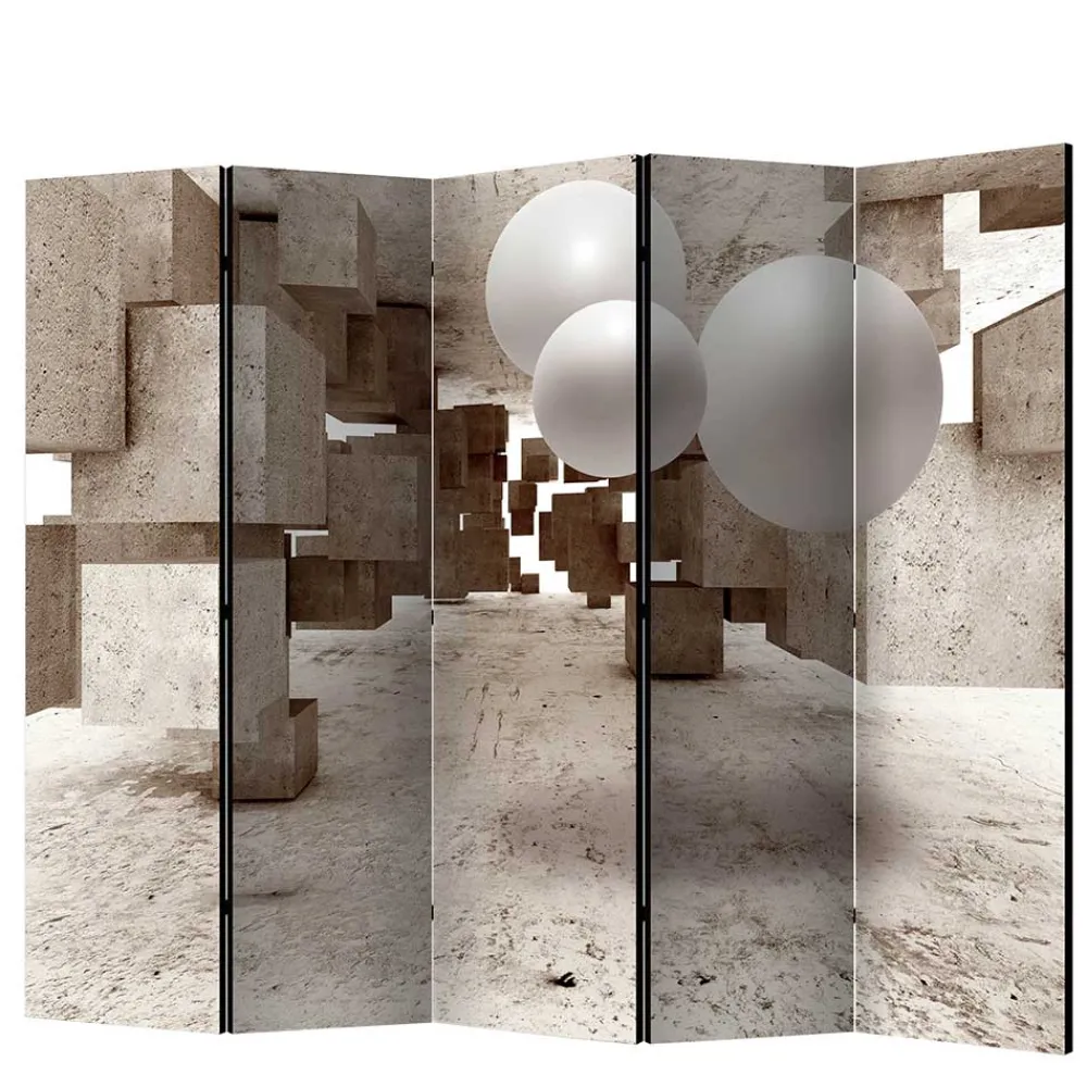 Wohnen Moderner Paravent mit Druck in Hellbraun Grau - Genza