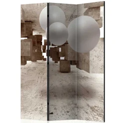 Wohnen Moderner Paravent mit Druck in Hellbraun Grau - Genza