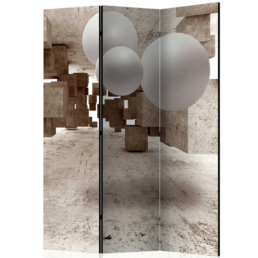 Wohnen Moderner Paravent mit Druck in Hellbraun Grau - Genza