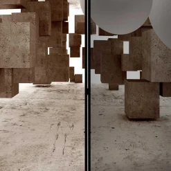 Wohnen Moderner Paravent mit Druck in Hellbraun Grau - Genza