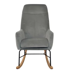 Wohnen Moderner Schaukelstuhl aus Samt in Grau - Cenka