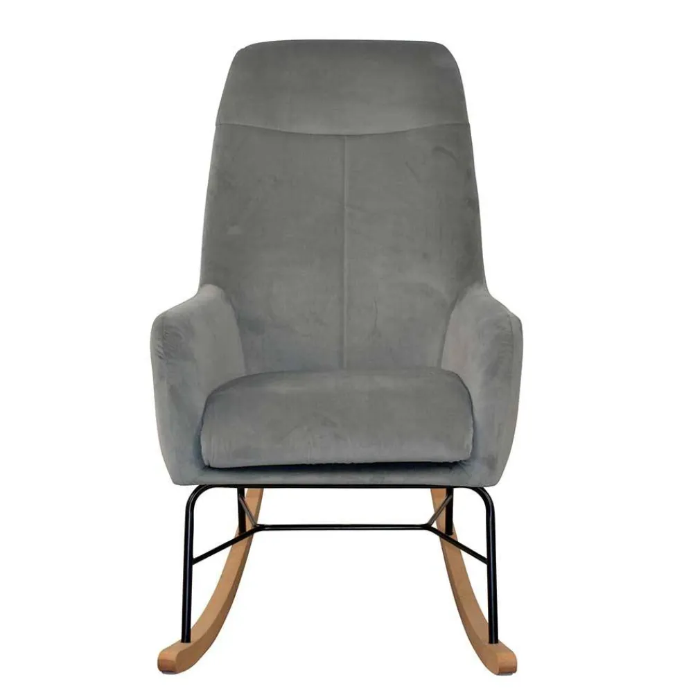 Wohnen Moderner Schaukelstuhl aus Samt in Grau - Cenka