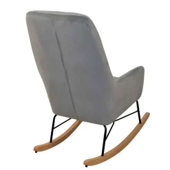 Wohnen Moderner Schaukelstuhl aus Samt in Grau - Cenka