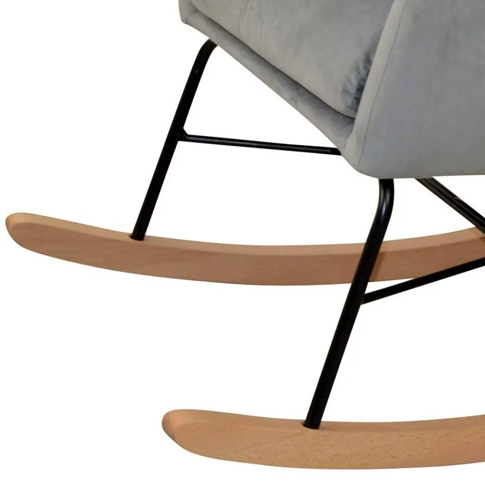 Wohnen Moderner Schaukelstuhl aus Samt in Grau - Cenka