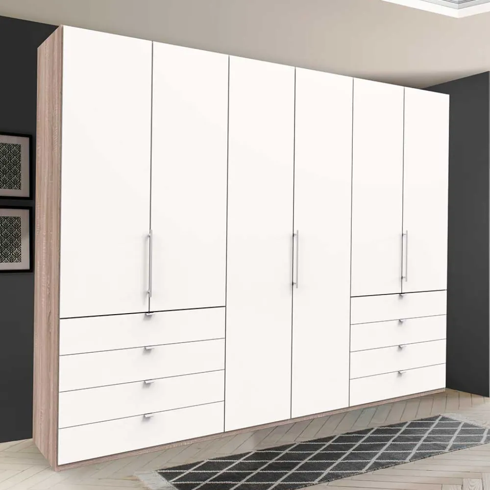 Wohnen Weiße Möbel|Schränke*Moderner Schlafzimmerschrank in Weiß & Eiche sägerau - Vaclyn