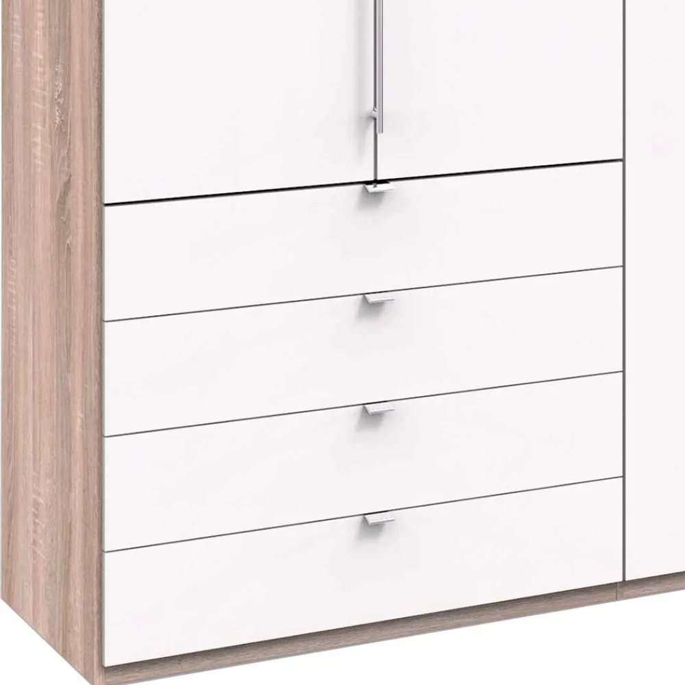 Wohnen Weiße Möbel|Schränke*Moderner Schlafzimmerschrank in Weiß & Eiche sägerau - Vaclyn