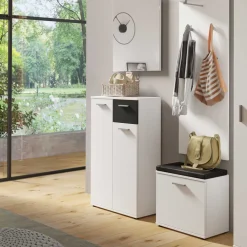 Wohnen Schuhschränke*Moderner Schuhschrank in Weiß mit Schwarz - Massa